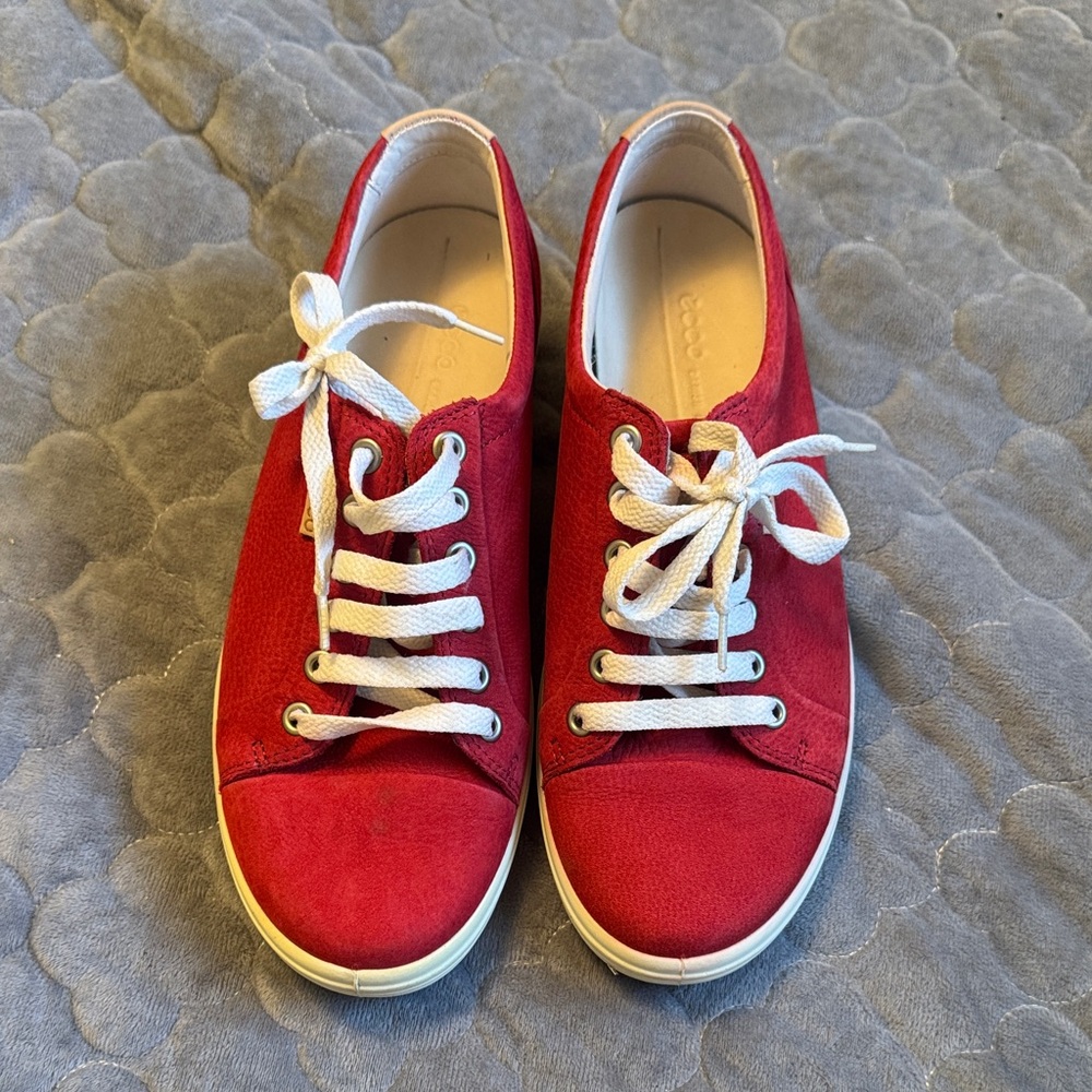 ECCO Red Suede Sneakers Size 7